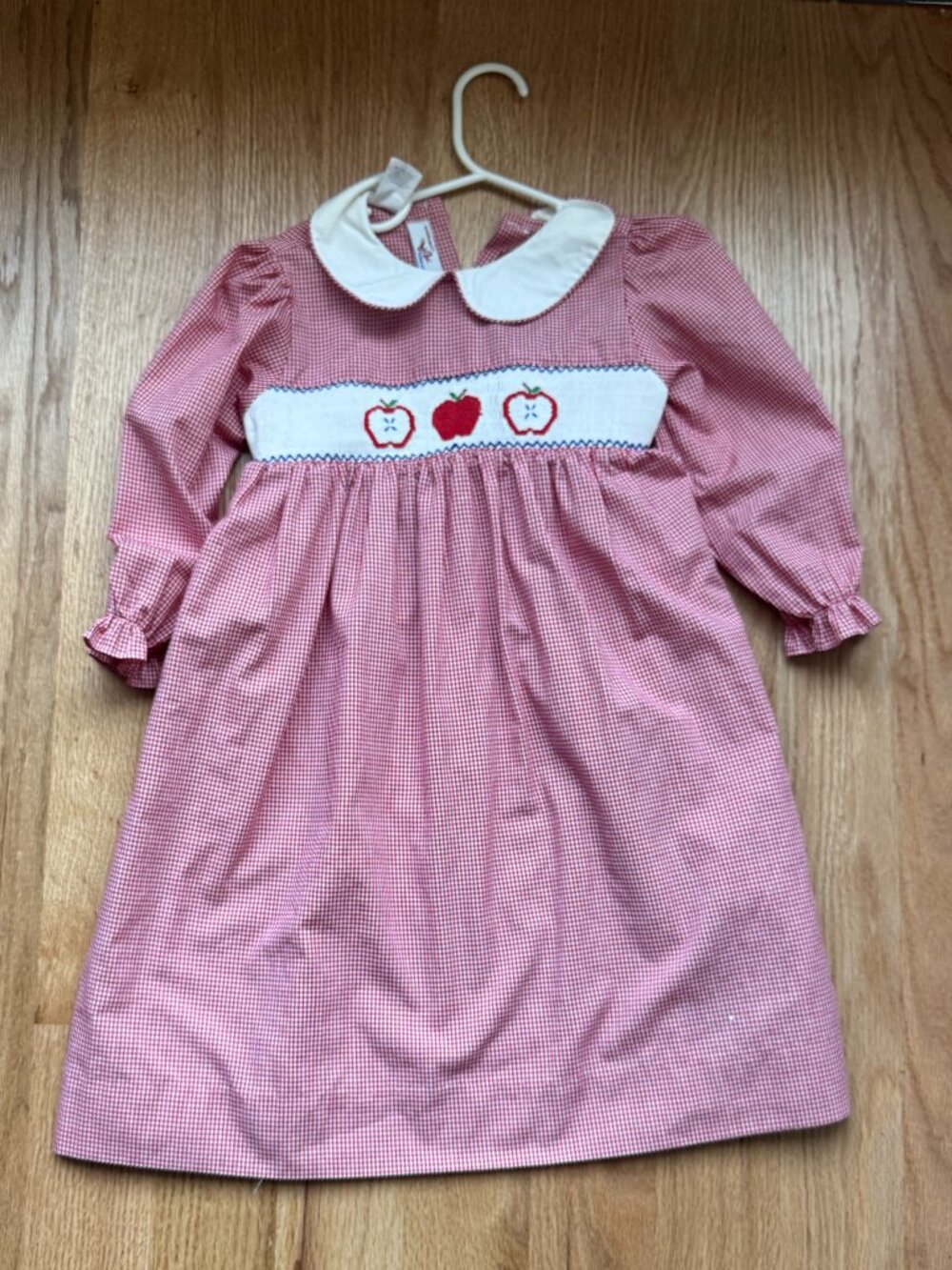 Silly Goose Hand Smocked Long Sleeve Apple Dress Girls 4T